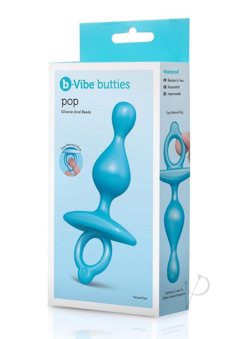 B-Vibe Butties Pop Beaded Silicone Anal Plug - Blue