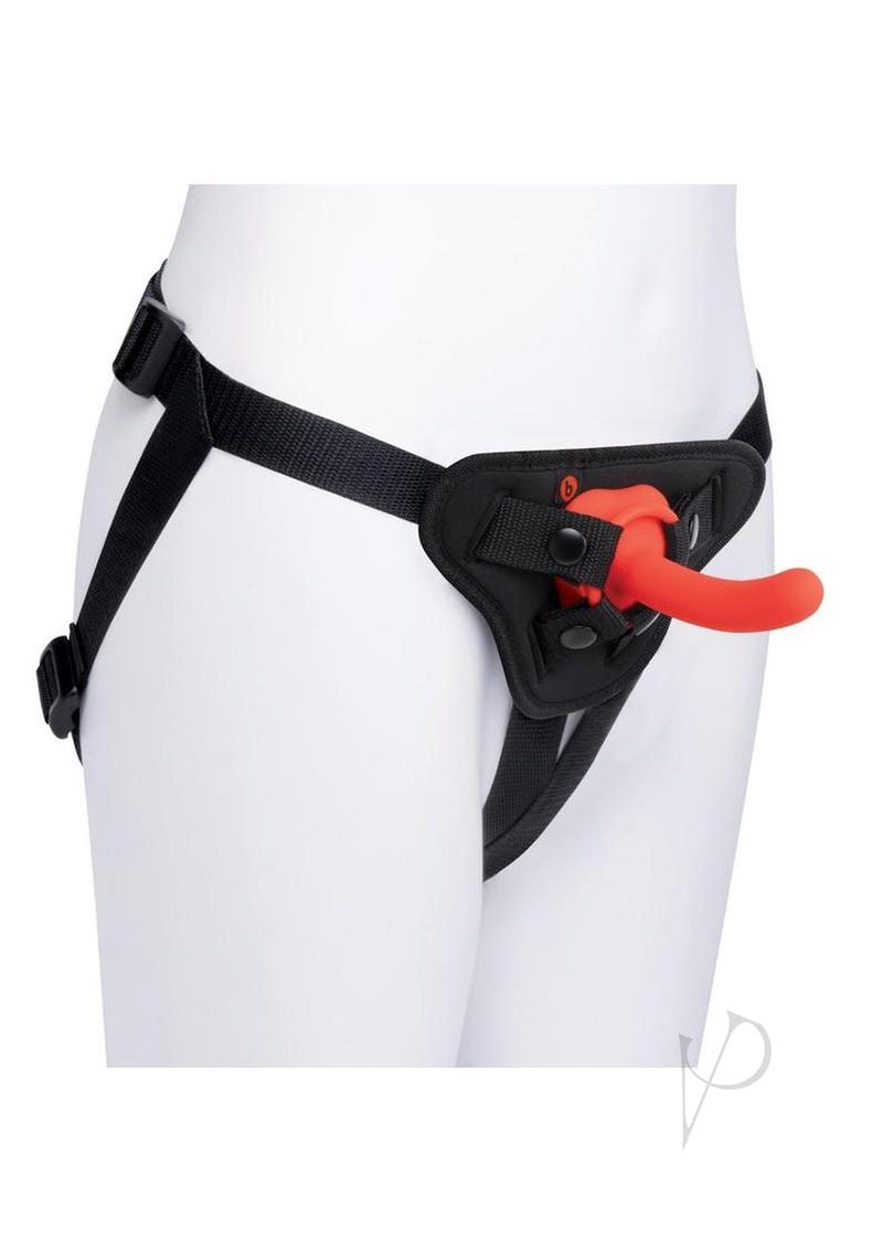B Vibe Beginner Strap On Harness Set with Silicone Dildo Peg 5in - Orange