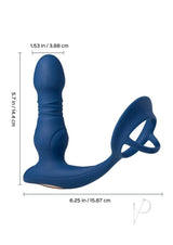 Cyrus App Control Thrusting Rechargeable Prostate Massager with Cock Ring - Blue