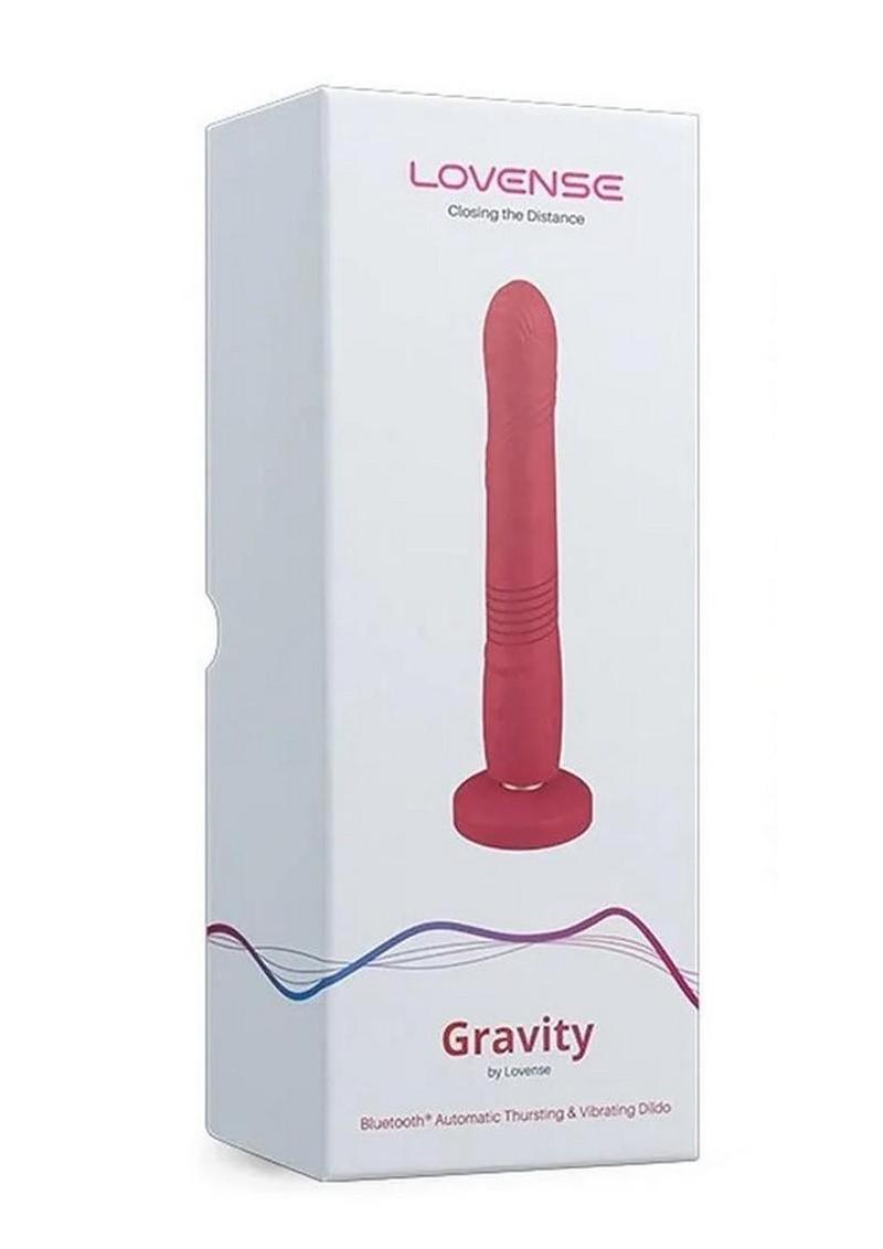 Lovense Gravity Remote App Thrusting Rechargeable Silicone Vibrator - Red