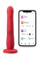 Lovense Gravity Remote App Thrusting Rechargeable Silicone Vibrator - Red