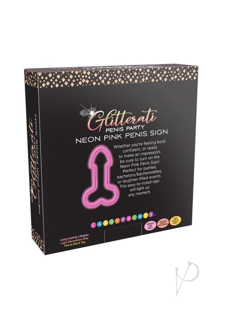 Neon Light Up Penis Sign - Pink/Silver
