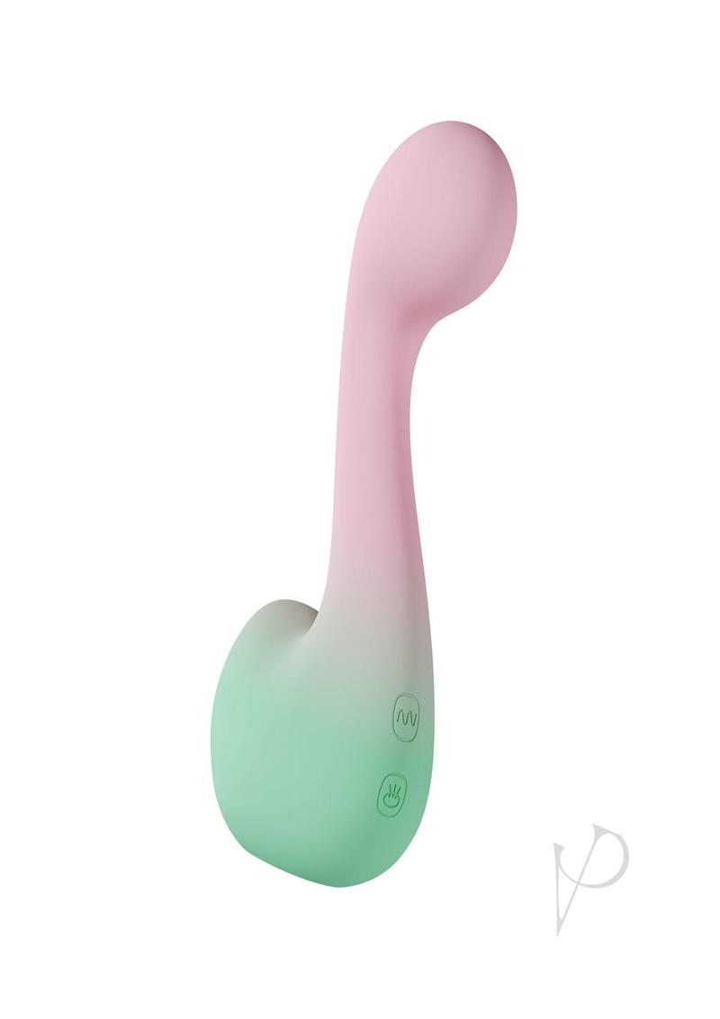 Play With Me Melody Rechargeable Silicone Dual-End Vibrator - Pink/Green