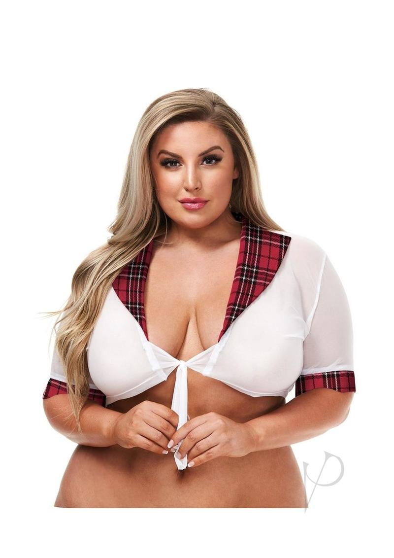 Teachers Pet Schoolgirl Top - Queen - Wine