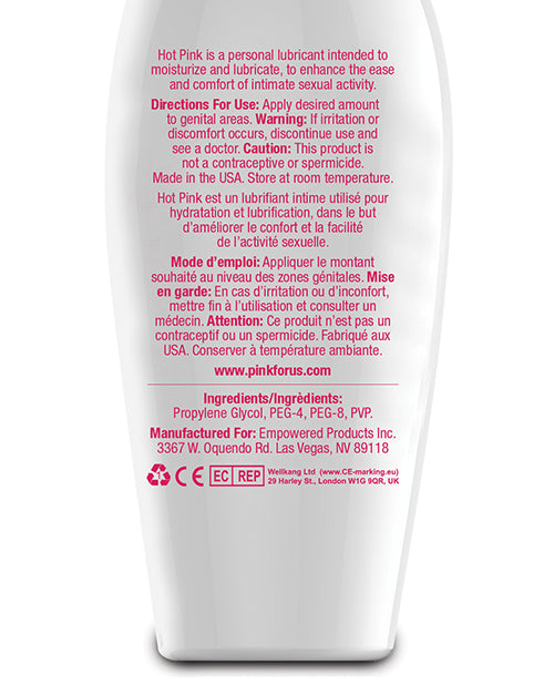 Hot Pink Water Based Warming Lubricant 2.8oz