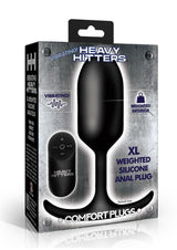 Heavy Hitters Vibrating Weighted Silicone Anal Plug - XLarge - Black