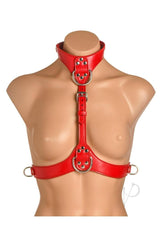 Master Series Vixen Female Chest Vegan Leather Harness - Red