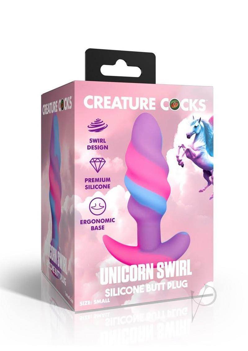 Creature Cocks Unicorn Swirl Silicone Butt Plug - Large - Multicolor