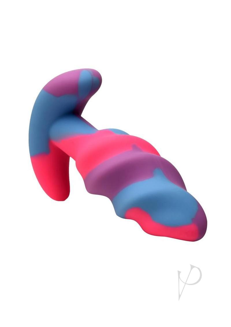 Creature Cocks Unicorn Swirl Silicone Butt Plug - Large - Multicolor