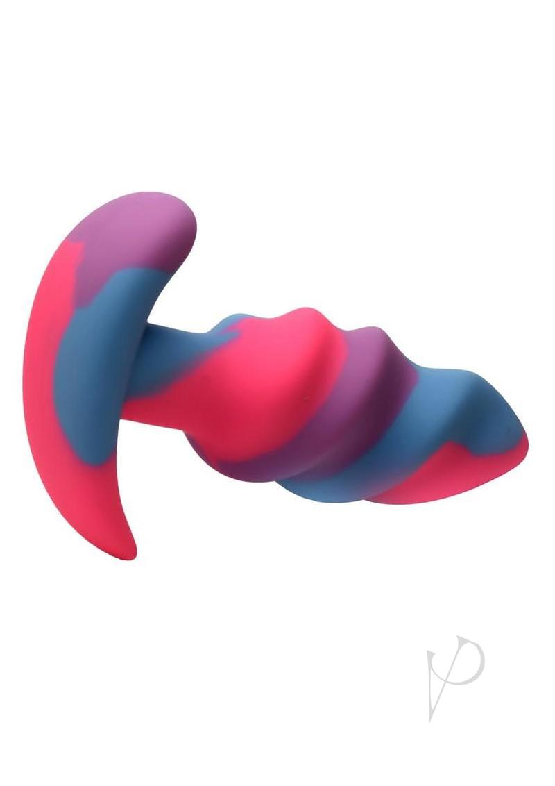 Creature Cocks Unicorn Swirl Silicone Butt Plug - Large - Multicolor