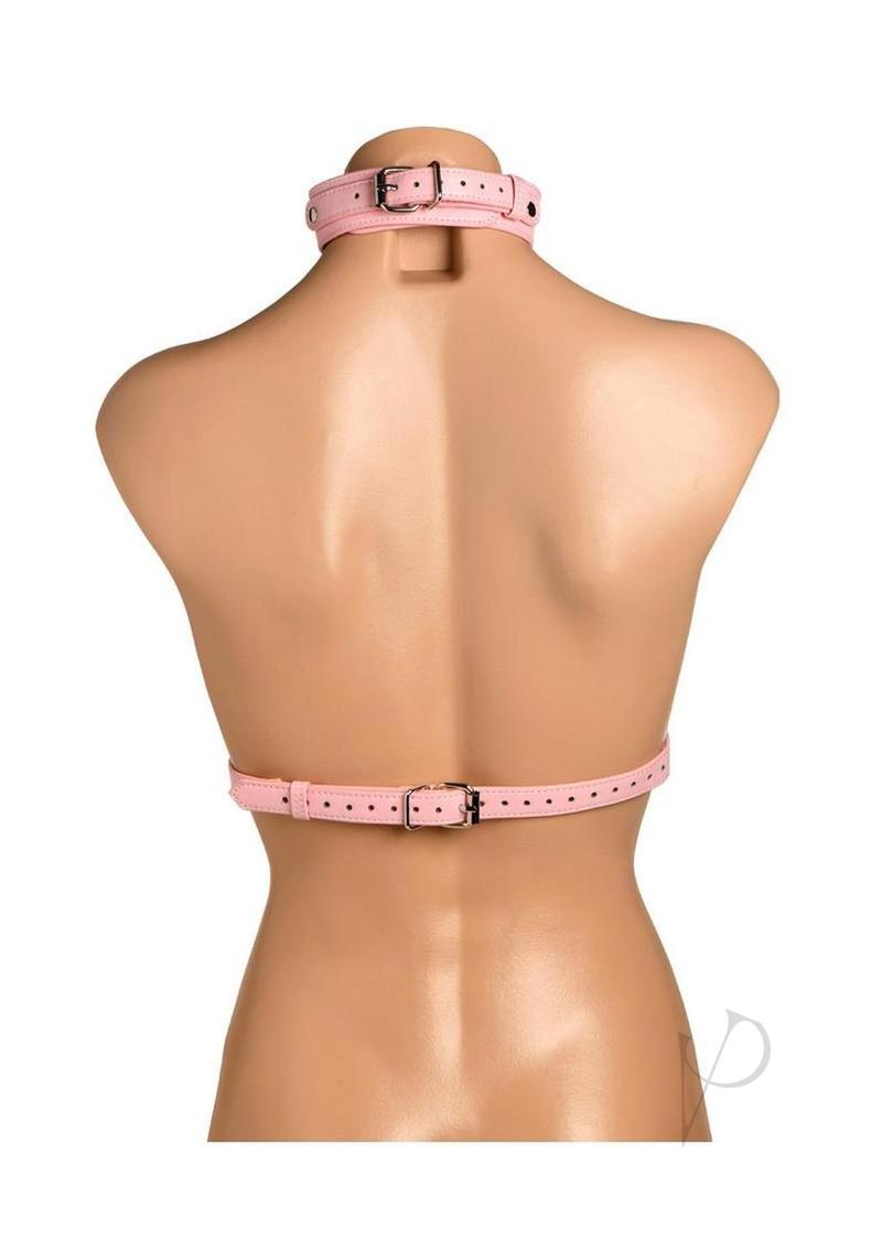 Master Series Vixen Female Chest Vegan Leather Harness - Pink