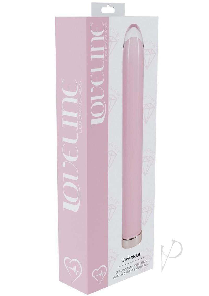 Loveline Sparkle 10 Function Rechargeable Glass Vibrator 6.3in - Pink