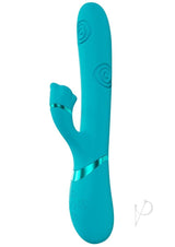 Vive Fiore Silicone Rechargeable Triple Motor G-Spot Air Wave Rabbit Vibrator with Clit Stimulator - Blue