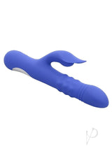Pop Goes The O Rechargeable Silicone Triple Motor Thrusting Rabbit Vibrator - Blue