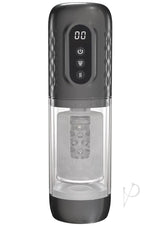 Pumped Vortex Multi Function Suction Rotating Thrusting Rechargeable Masturbator - Gun Metal