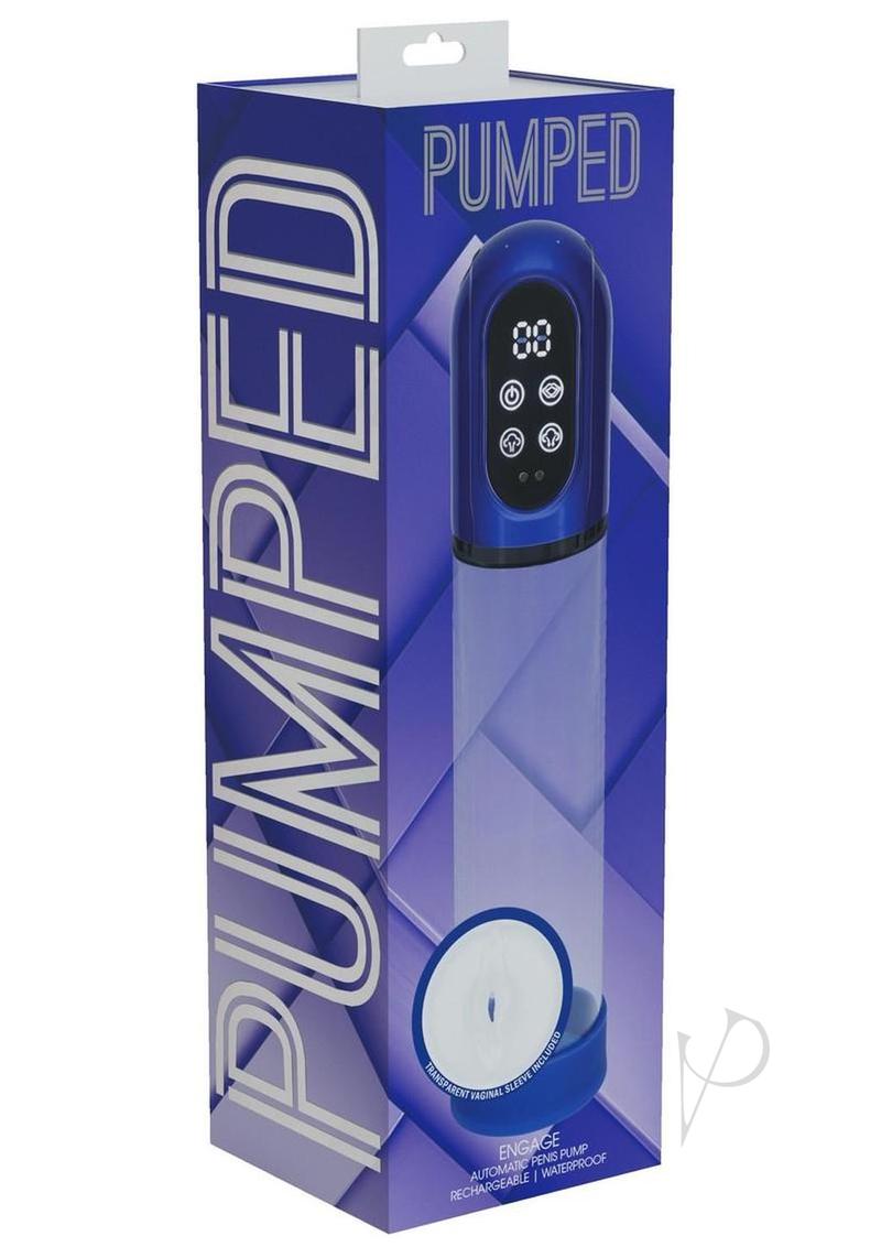 Pumped Engage  6 Function Automatic Rechargeable Penis Pump - Metallic Blue