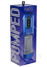 Pumped Vortex Multi Function Suction Rotating Thrusting Rechargeable Masturbator - Metallic Blue
