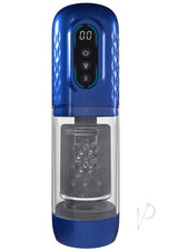 Pumped Vortex Multi Function Suction Rotating Thrusting Rechargeable Masturbator - Metallic Blue