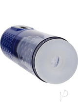 Pumped Vortex Multi Function Suction Rotating Thrusting Rechargeable Masturbator - Metallic Blue