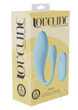 Loveline Wave C-shape 10 Function Rechargeable Silicone Vibrator with Remote Control - Blue