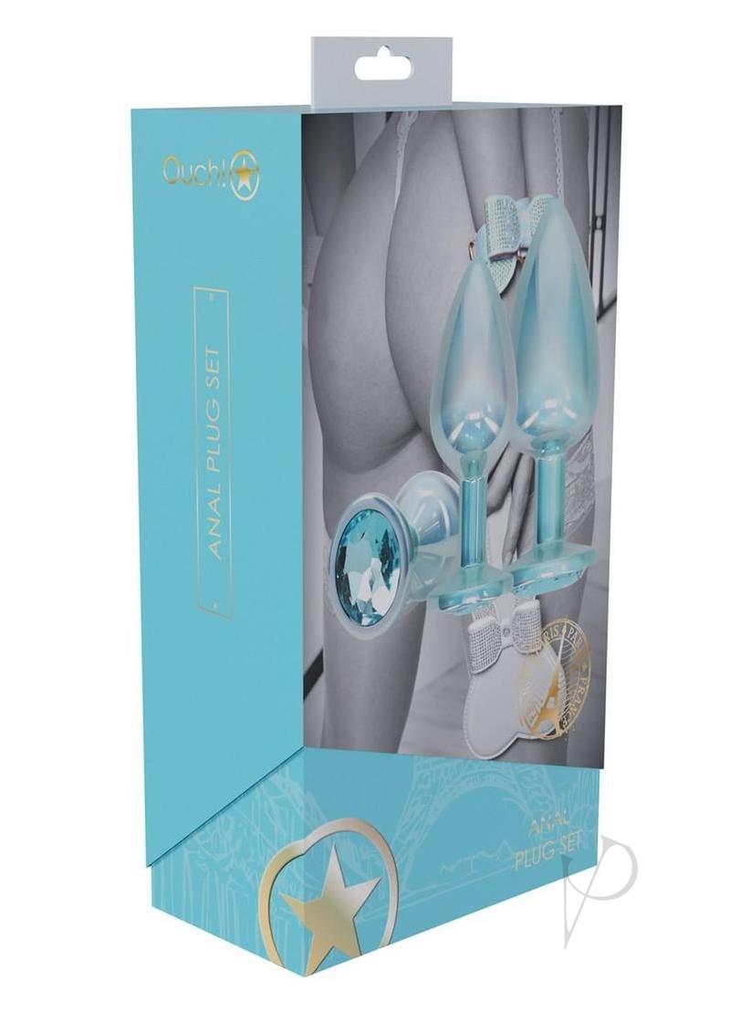 Ouch! Paris Collection Metal Anal Plug Set (3 Piece) Blue