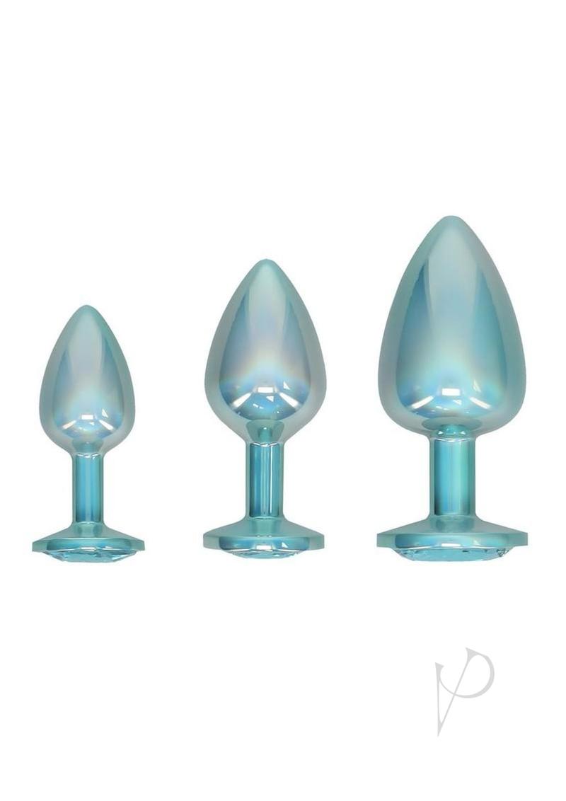 Ouch! Paris Collection Metal Anal Plug Set (3 Piece) Blue