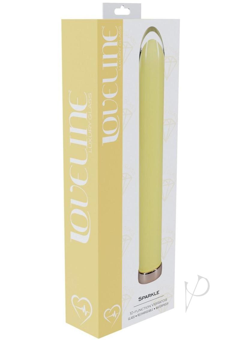Loveline Sparkle Rechargeable 10 Function Glass Vibrator 
6.3in  - Yellow