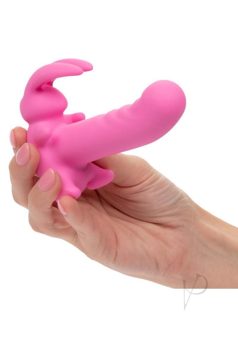 First Time Rechargeable Vibrating Bunny Dreams Rechargeable Silicone Vibrator with Clitoral Stimulator - Pink