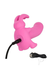 First Time Rechargeable Vibrating Bunny Dreams Rechargeable Silicone Vibrator with Clitoral Stimulator - Pink