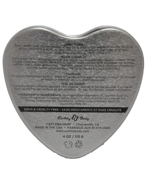 Earthly Body Hemp Seed Heart-Shaped Edible Massage Candle Vanilla 4oz