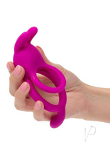 Closer intimate Rechargeable Ring Touch Silicone Dual Vibe Cock Ring with Clitoral Stimulator - Pink