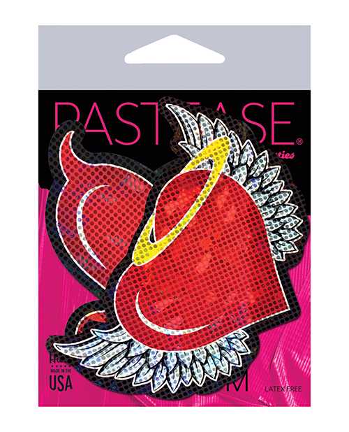 Pastease Premium Angel & Devil Glitter Heart - Red O/S