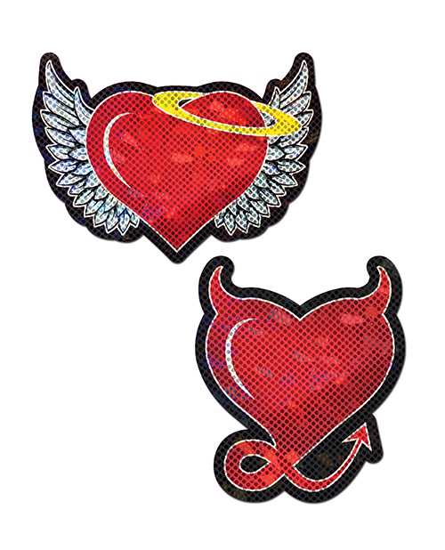 Pastease Premium Angel & Devil Glitter Heart - Red O/S