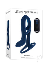 Zero Tolerance big Time Rechargeable Silicone Vibrating Penis Extension - Blue