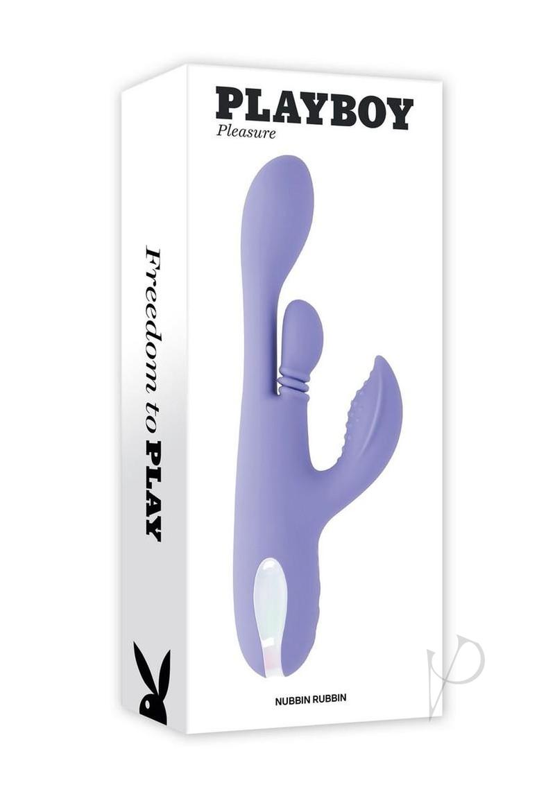 Playboy Nubbin Rubbin Rechargeable Silicone Triple 
Motor Vibrator with Clitoral Stimulator - Purple