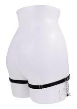 Sex and Mischief Chain Lace Garters - Black/Silver