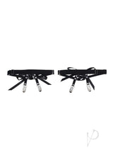 Sex and Mischief Laced Up Garters - Black