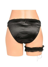 Bedroom Bliss Jolie Strap-On Panty Harness and Garter - Medium - Black