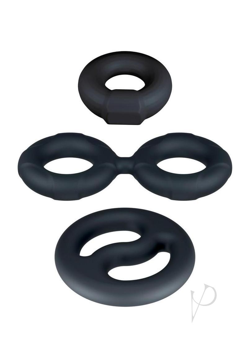 Performance Plus Throttle Silicone Cock Ring Set (3 Piece) - Black