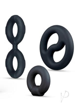 Performance Plus Throttle Silicone Cock Ring Set (3 Piece) - Black