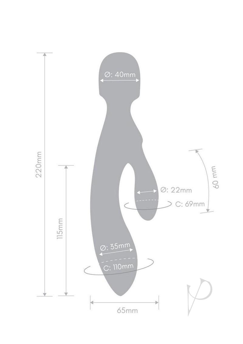 Together Tri Delight Dual-Ended Rechargeable Silicone Triple Stim Wand and Rabbit Vibrator - Pink