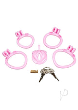 Blueline Bitchboy Degrading Mini Chastity Cage with Pussy Shape - Pink
