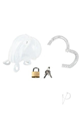 Blueline Full Restraint Silicone Cock and Balls Chastity Device 100% Coverage - White