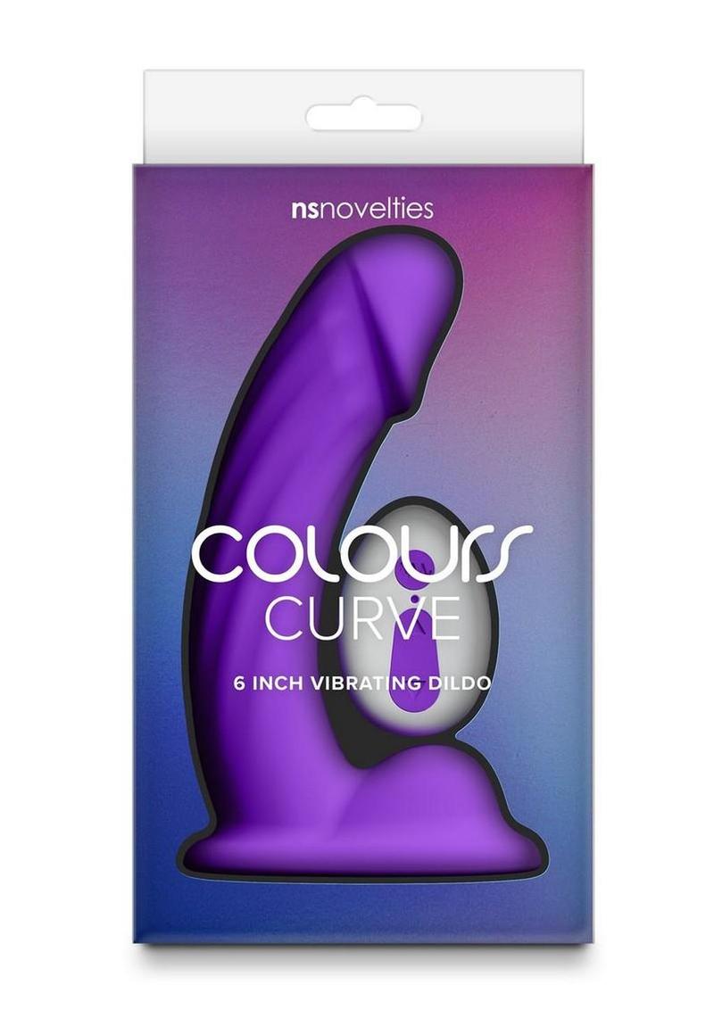 Colours Curve Silicone Vibrating Dildo with Remote Control 6in - Purple