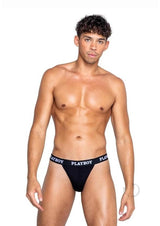 Playboys Mens Modal Gym Thong - XLarge - Black/White