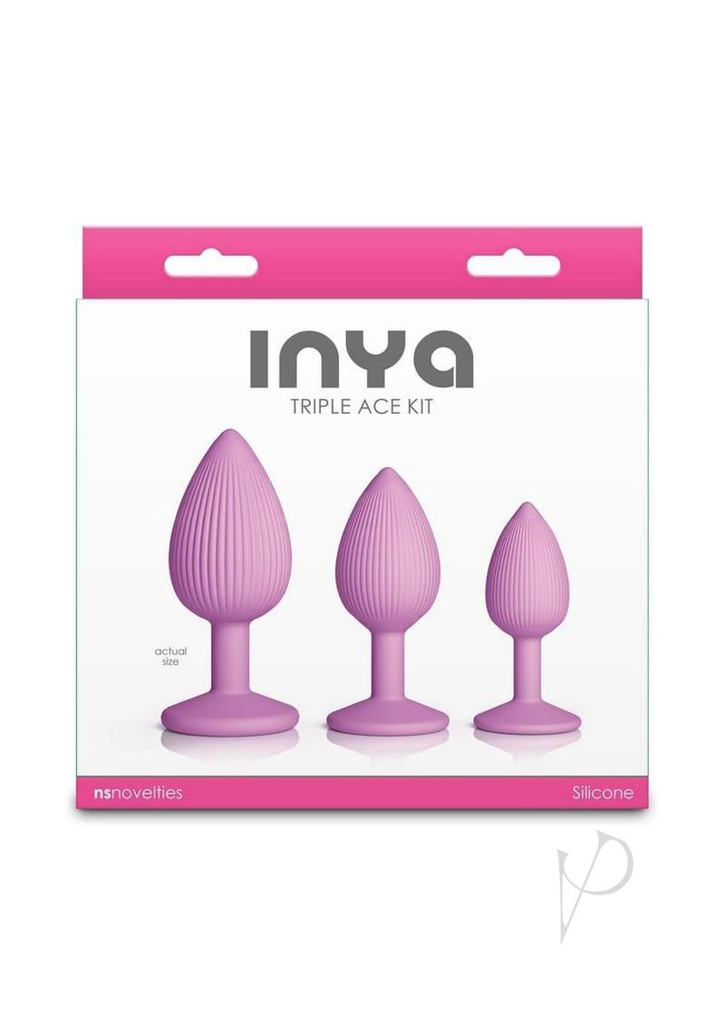 INYA Triple Ace Kit Silicone Lube Channel Anal Plugs (3 Piece) - Pink