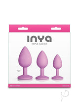 INYA Triple Ace Kit Silicone Lube Channel Anal Plugs (3 Piece) - Pink