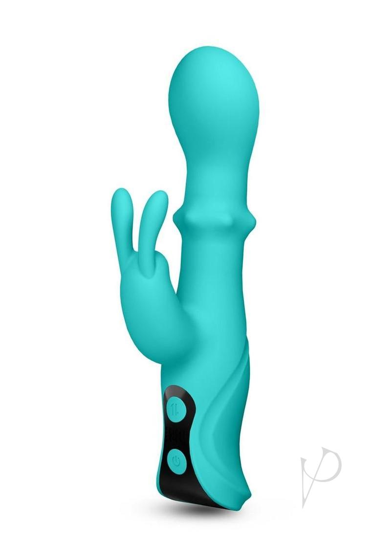 INYA Cyberluxe Rechargeable Silicone Rabbit Vibrator - Aqua