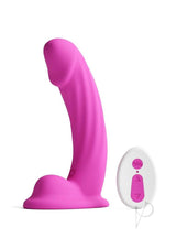 Colours Curve Silicone Vibrating Dildo with Remote Control 6in - Pink