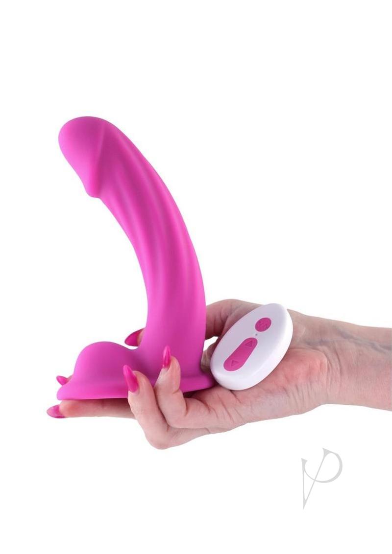 Colours Curve Silicone Vibrating Dildo with Remote Control 6in - Pink